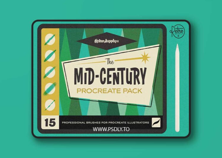 Retrosupply - The Mid-Century Brush Pack for Procreate 1 Retrosupply---The-Mid-Century-Brush-Pack-for-Procreate