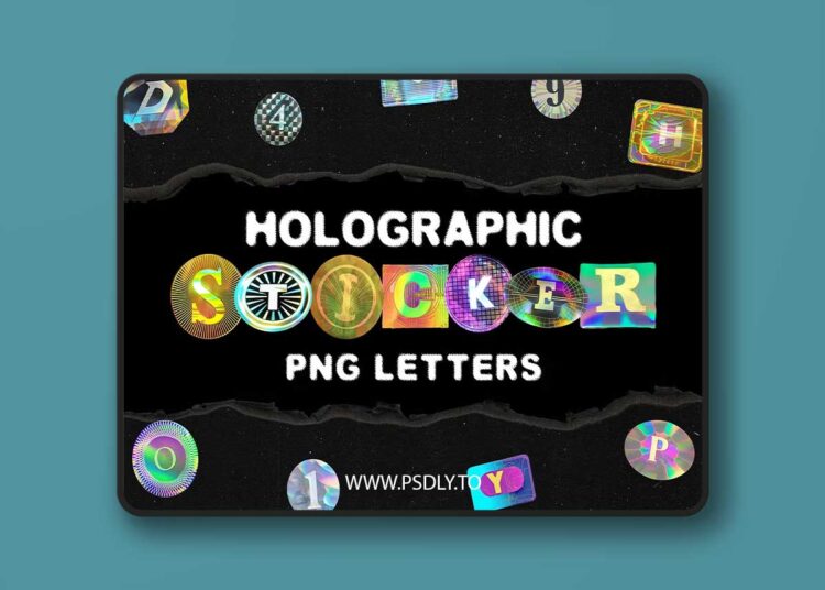 CreativeMarket - Holographic Sticker PNG Letters Pack 196284208 1 Holographic Sticker PNG Letters Pack