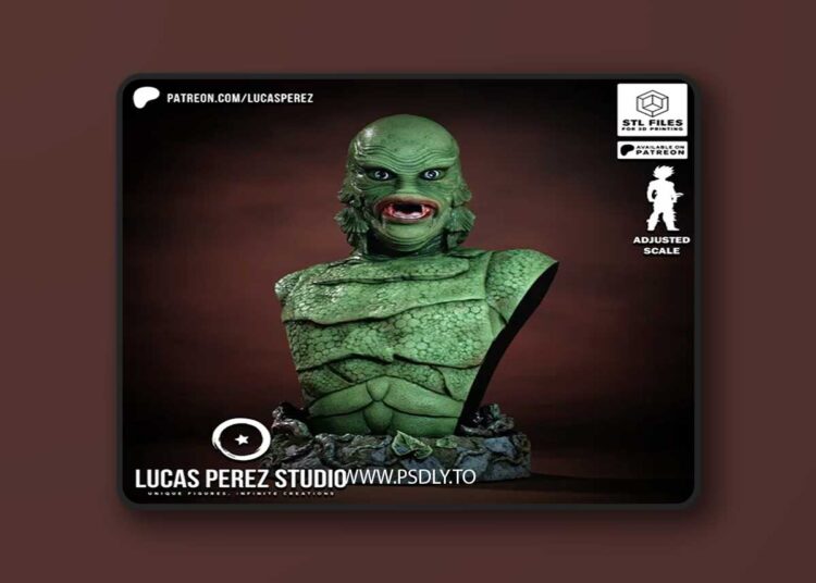 Lucas Perez – Lake Monster Bust – 3D Print Model STL 1 Lucas Perez – Lake Monster Bust – 3D Print Model STL