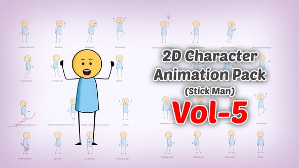 Videohive - 2D character Animation Pack Vol 5 (Stick Man) - 59580923 1 Videohive - 2D character Animation Pack Vol 5 (Stick Man) - 59580923