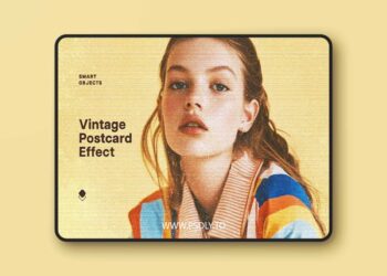 Vintage Postcard Halftone Photo Effect for Photoshop
