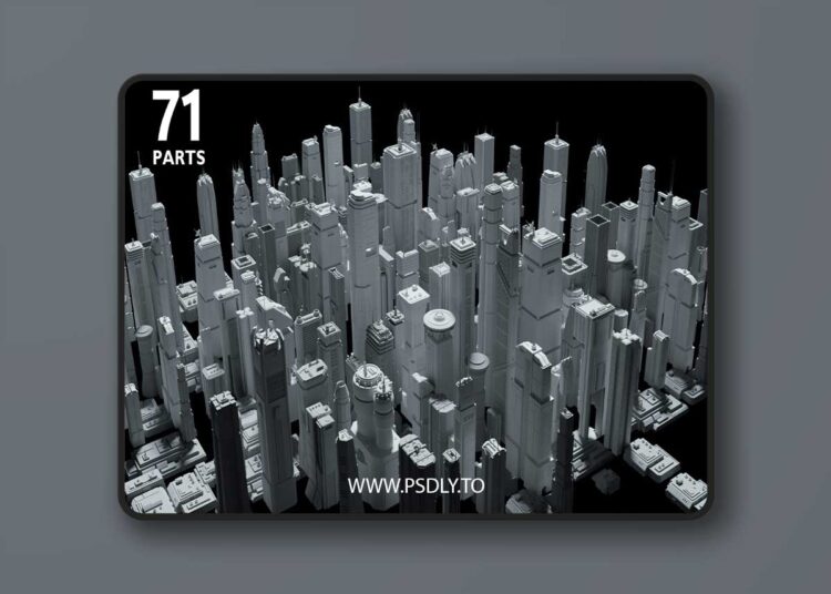 71 Sci-Fi Skyscrapers and Residential Buildings Kit - Futuristic CyberPunk 1 71 Sci-Fi Skyscrapers and Residential Buildings Kit - Futuristic CyberPunk
