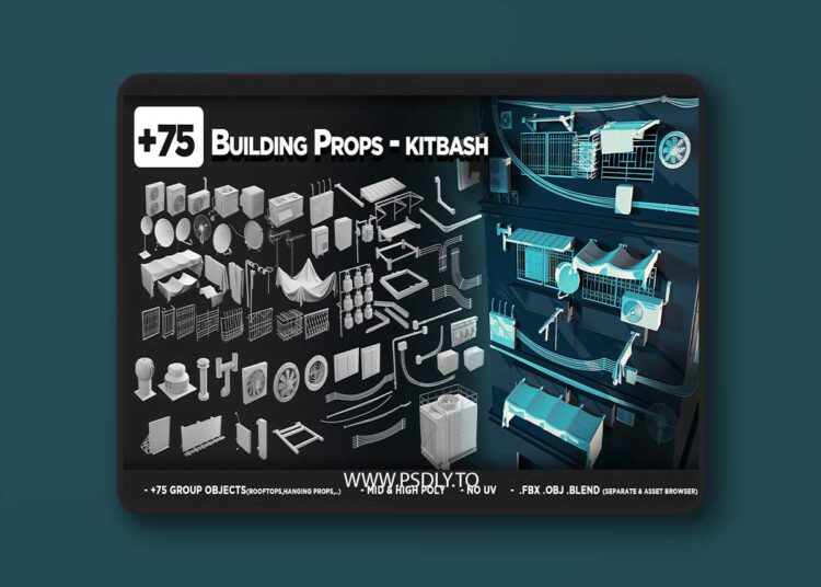 +75 Building Props – KITBASH – VOL 06 1 +75 Building Props – KITBASH – VOL 06