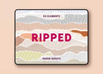 Assorted Ripped Paper Elements