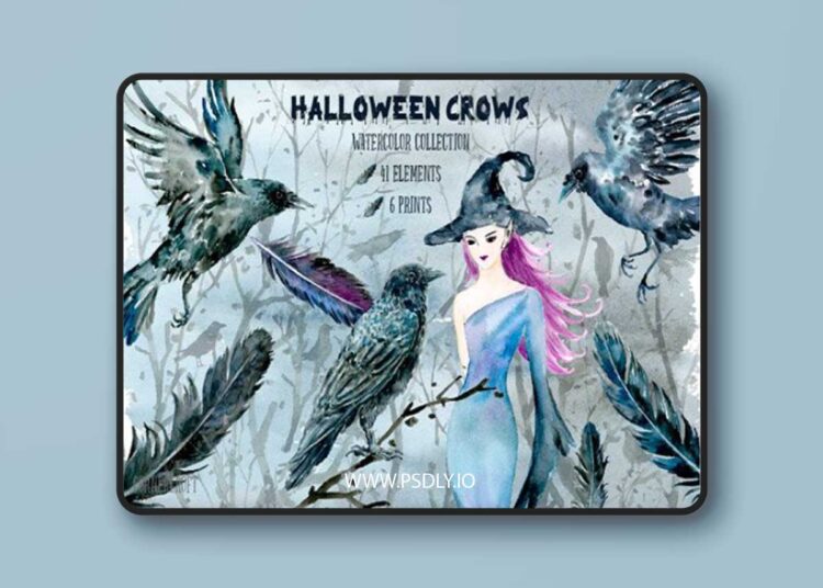Halloween Crows & Witch PNG 1923558 1 Halloween Crows & Witch PNG 1923558