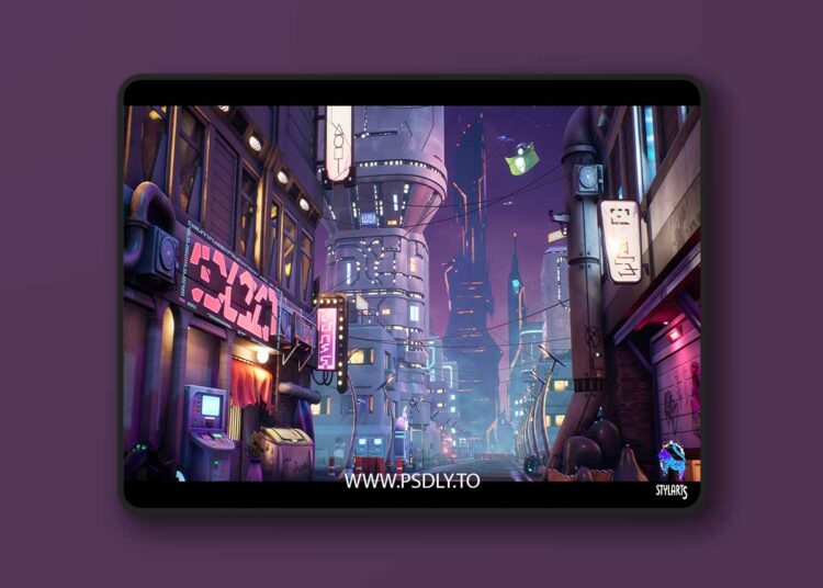 Modular Stylized Cyberpunk Street (4.26) 1 Modular Stylized Cyberpunk Street (4.26)