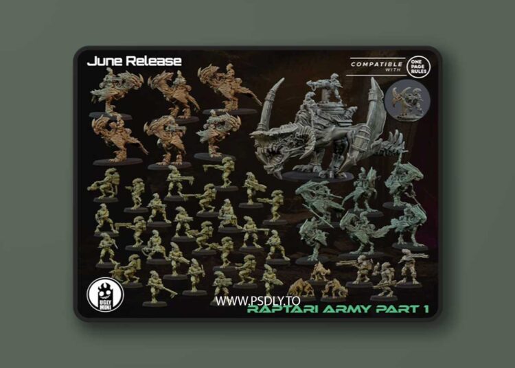 One Page Rules – Ugly Mini – Raptari Army Part 1 – 3D Print Model 1 One Page Rules – Ugly Mini – Raptari Army Part 1 – 3D Print Model