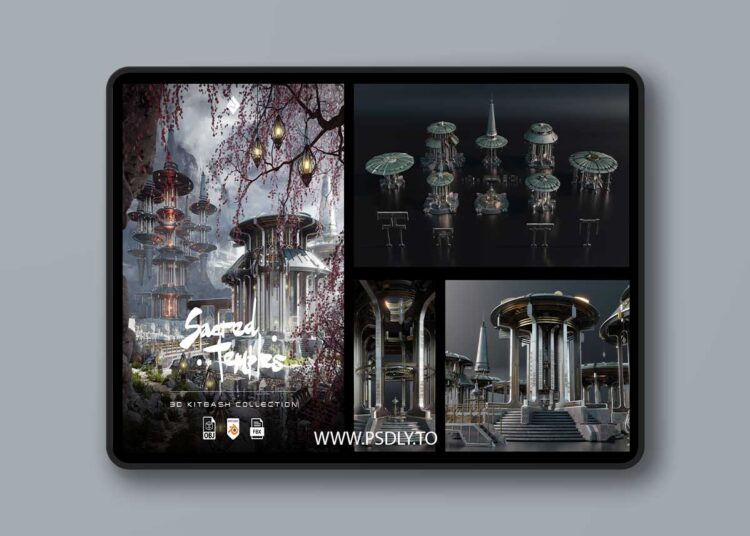 Sacred Temples – Asian Styled Buildings & Environment Assets 3D Kitbash Pack 1 Sacred Temples – Asian Styled Buildings & Environment Assets 3D Kitbash Pack