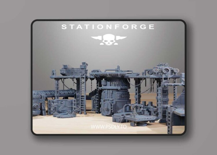 Station Forge – Scavenger Factory Terrain Kit – 3D Print Model 1 Station Forge – Scavenger Factory Terrain Kit – 3D Print Model