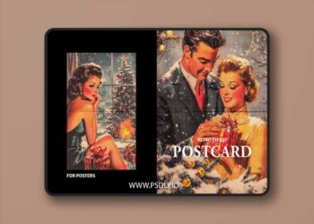Vintage Postcard Poster Photo Effect for Photoshop