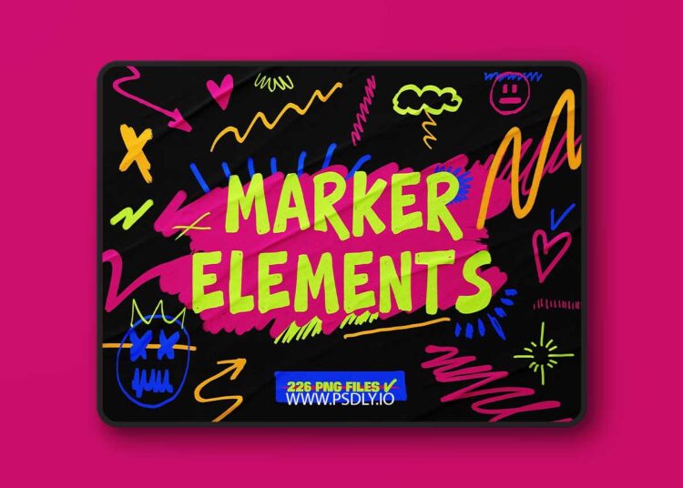 CreativeMarket - 226 PNG Marker Elements 1 226 PNG Marker Elements