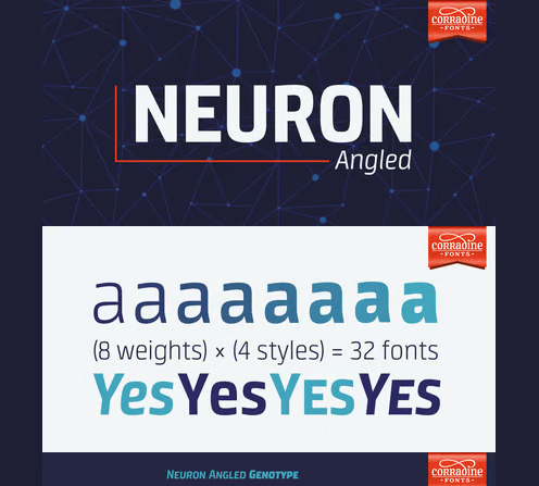 Neuron Angled Font Family 32xOTF 1 Neuron Angled Font Family