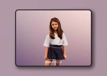 Standing Little Schoolgirl low poly 3d model