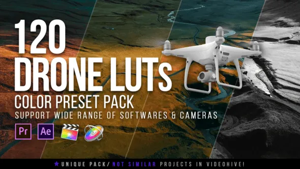 Videohive - 120 Cinematic Drone LUTs Pack - 60923623 1 Videohive 120 Cinematic Drone LUTs Pack 60923623