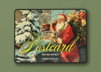 Vintage Halftone Postcard Photo Effect for Photoshop