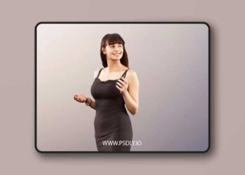 Woman In Evening Gown Talking And Gesturing 3D Model
