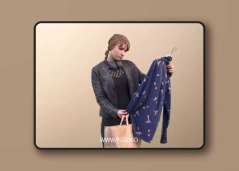Young Woman With Headphones Shopping 3D model