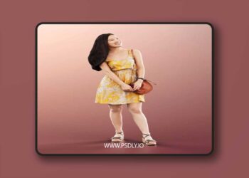 Asian Girl Standing In Summer Dress low poly 3d Model
