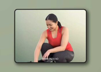 Athletic Asian Woman Crouching Searching In Bag low poly 3d Model