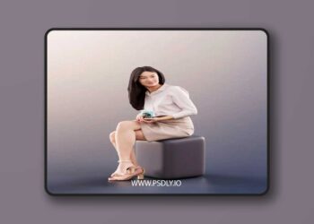 Classy Sitting Woman Holding Coffee Mug 3D Model