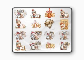 Cute 2026 New Year Clipart Bundle
