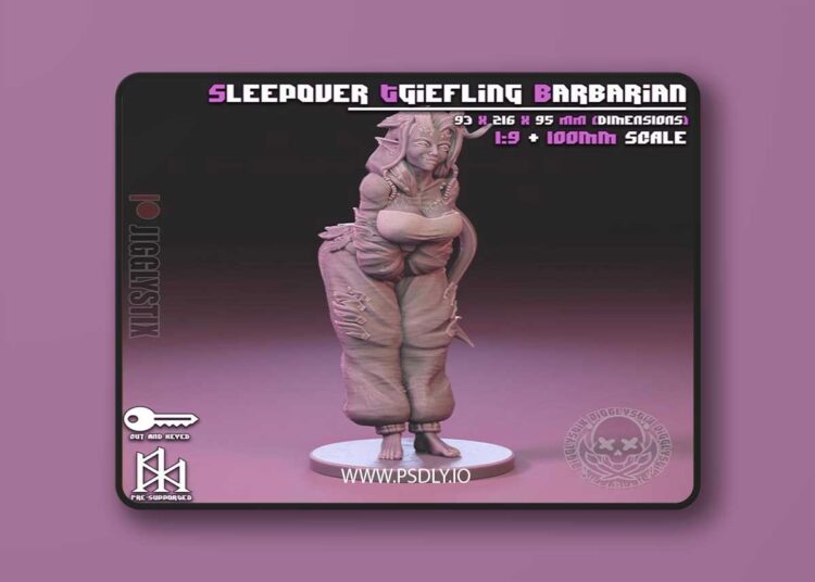 Jigglystix – Sleepover Tiefling Barbarian – 3D Print Model STL 1 Jigglystix – Sleepover Tiefling Barbarian – 3D Print Model STL