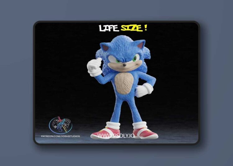 Life Size Sonic – 3D Print Model STL 1 Life Size Sonic – 3D Print Model STL
