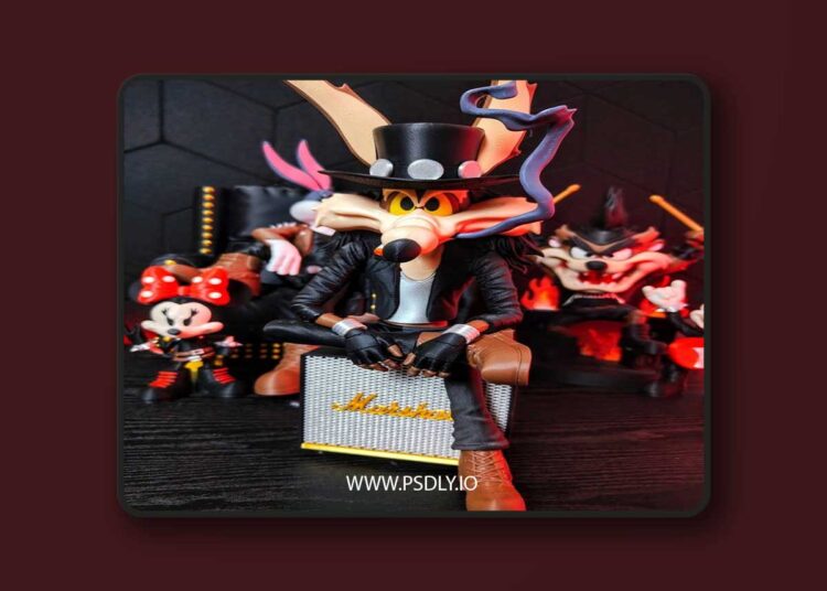Wile E. Coyote Rockstar – Metal Vibes – 3D Print Model 1 Wile E. Coyote Rockstar – Metal Vibes – 3D Print Model