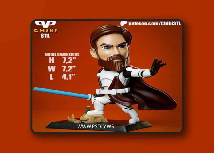 3DXM – General Kenobi Chibi – 3D Print Model STL 1 3DXM – General Kenobi Chibi – 3D Print Model STL