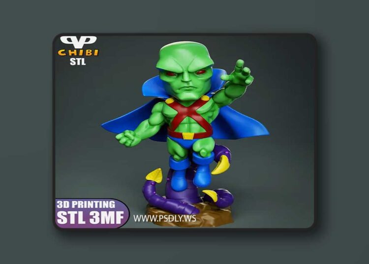 3DXM – Martian Manhunter Chibi – 3D Print Model STL 1 3DXM – Martian Manhunter Chibi – 3D Print Model STL
