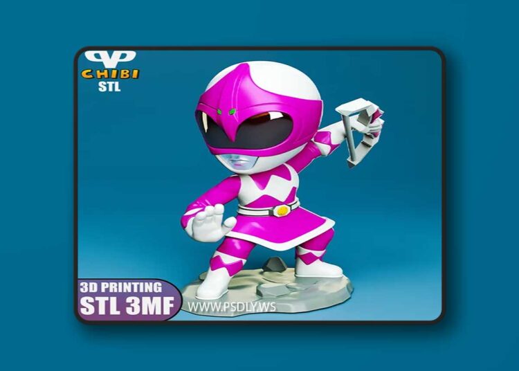 3DXM – Pink Ranger Chibi – 3D Print Model STL 1 3DXM – Pink Ranger Chibi – 3D Print Model STL
