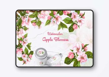 Apple Blossom Watercolor Clipart