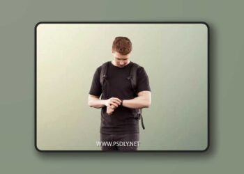 Casual Man With Bag Checking His Watch 3D Model