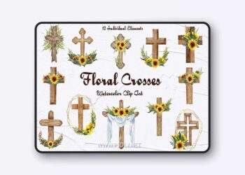 Floral Crosses Clipart