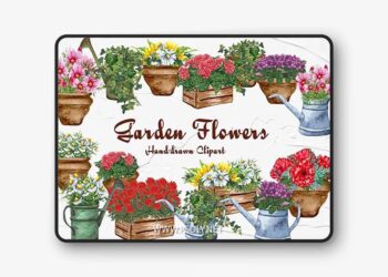 Garden Flowers Watercolor Clipart