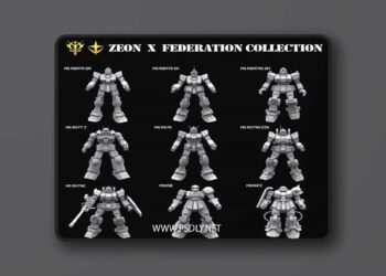 Gundam mobile suit Zeon x Earth Federation collection