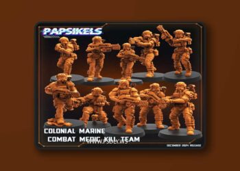 Papsikels Miniatures – December 2024 – Colonial Marine Combat Medic Team – 3D Print Model