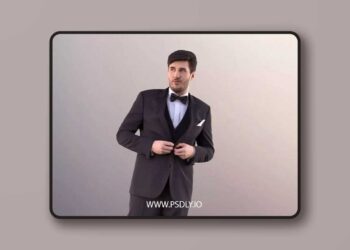 Young Man In Suit With Bow Tie Walking 3D Model