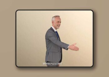 Elderly business man grey suit handshake low poly 3d Model