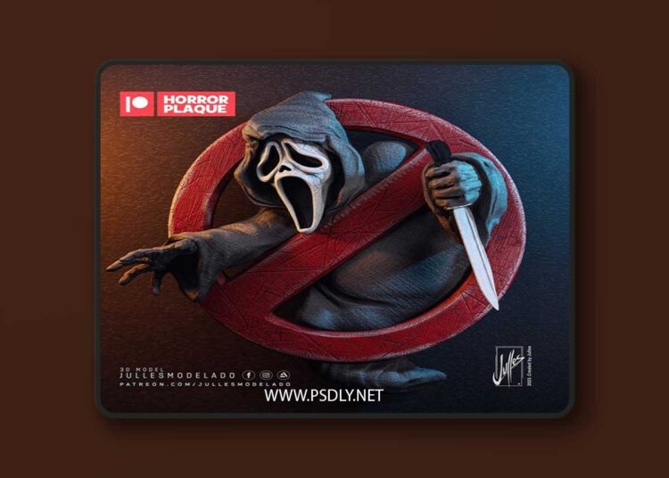 Julles Modelado – Ghostface Plaque 01 – 3D Print Model STL 1 Julles Modelado – Ghostface Plaque 01 – 3D Print Model STL