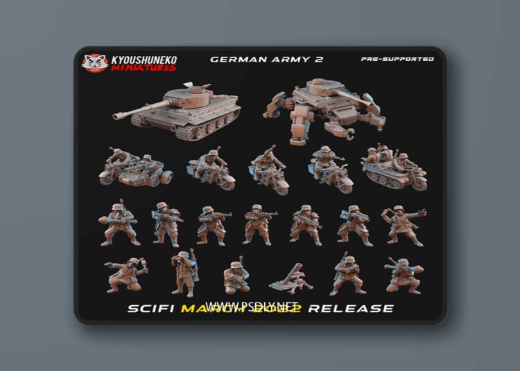 Kyoushuneko Miniatures – March 2022 Scifi Release – German Army 2 – 3D Print Model 1 Kyoushuneko Miniatures – March 2022 Scifi Release – German Army 2 – 3D Print Model