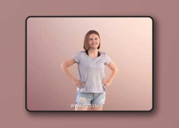 Teenager Girl Standing Hands On Hips low poly 3d Model