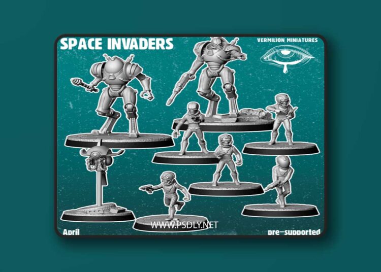 Vermilion Miniatures – Space Invaders – 3D Print Model 1 Vermilion Miniatures – Space Invaders – 3D Print Model