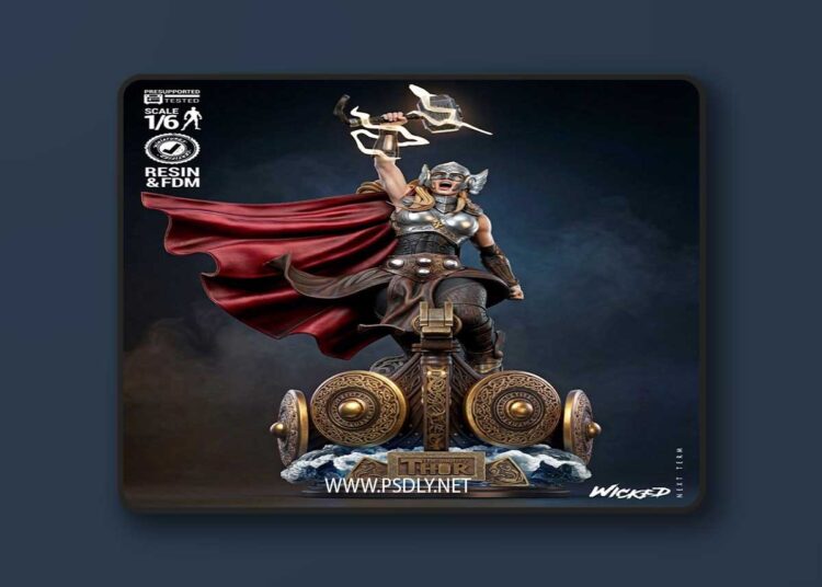 Wicked – She Thor Sculpture – 3D Print Model STL 1 Wicked – She Thor Sculpture – 3D Print Model STL