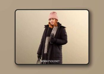 Woman wintercoat coffee bag shopping 3D Model