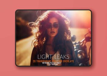 20 Vintage Light Leaks PNG Overlays for Photoshop