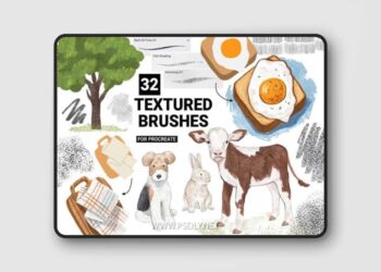 32 Textured Brushes for Procreate