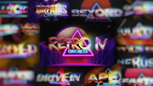 Videohive - 80s Retro Synthwave Neon Text Openers Pack 250 Cyberpunk VHS Nostalgia Title Animation Effects - 63036462 1 80s Retro Synthwave Neon Text Openers Pack 250 Cyberpunk VHS Nostalgia Title Animation Effects