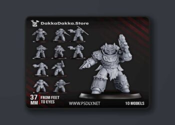 DakkaDakka – White Megalodon Clan Warriors x10 – Prime Armored Battleline Squad of Space Knights – 3D Print Model