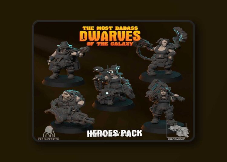 DropMiniz – Sci-Fi Dwarf Heroes Pack – 3D Print Model 1 DropMiniz – Sci Fi Dwarf Heroes Pack – 3D Print Model